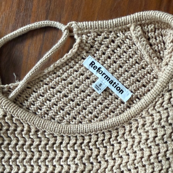 Reformation Beige Short Sleeve Knit Top - Picture 3 of 3